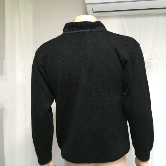 Lanalpa Mens 100% Alpaca Collared Knit Polo Sweater Black S - Picture 4 of 8